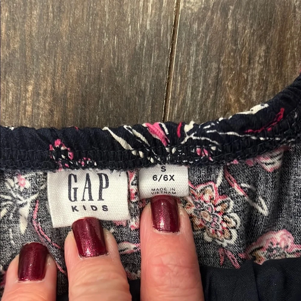 GAP Black Pink Smocked Ruffled Midi Dress